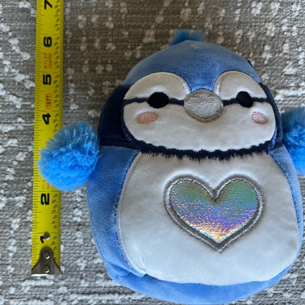Blue Plush Penguin Toy with Iridescent Heart - Kids Toy